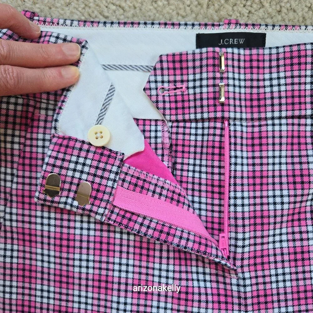 J. Crew Cameron Pant Pink Plaid Size 2